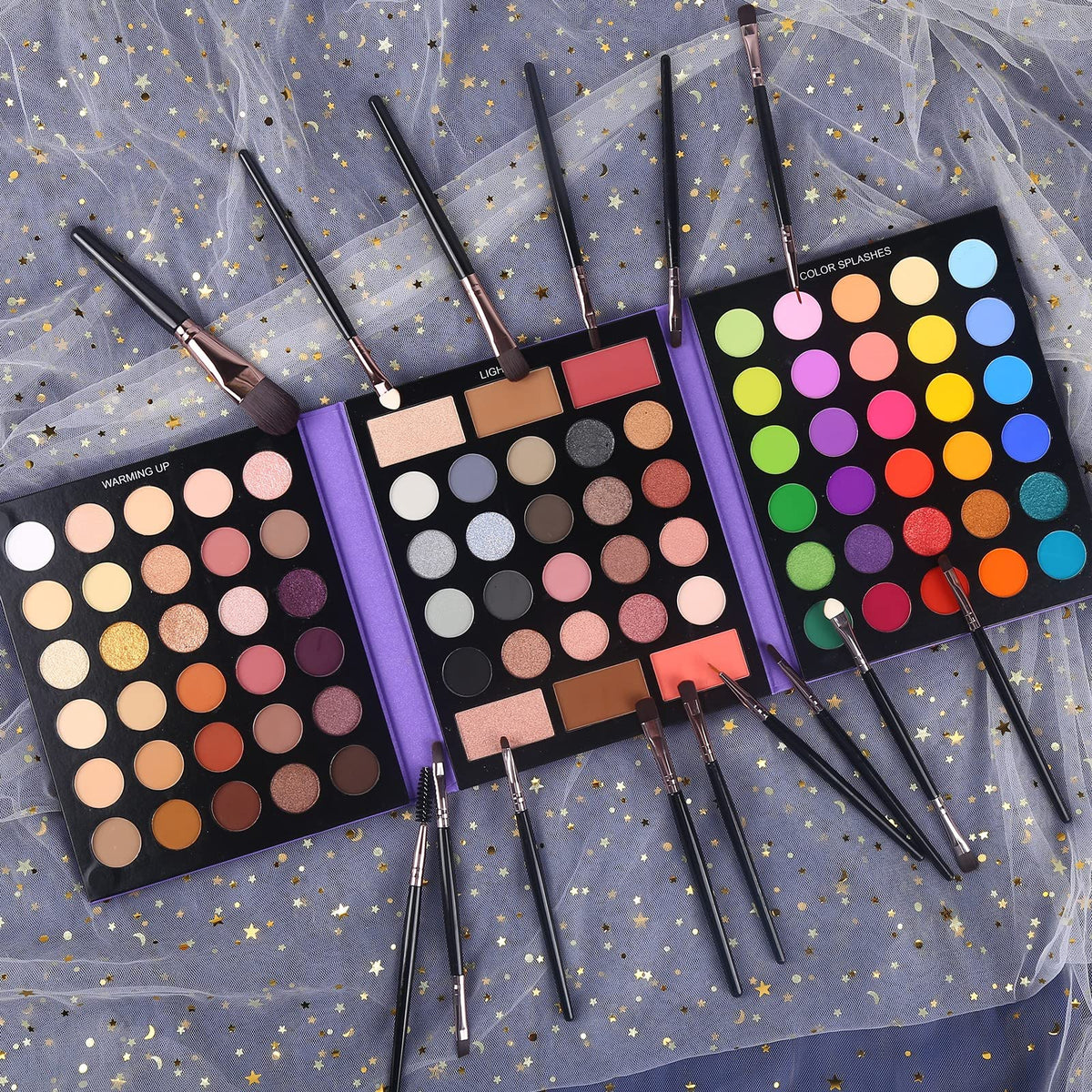86 Colors Matte Shimmer Eyeshadow Palette with 15 Pcs Brushes W37007